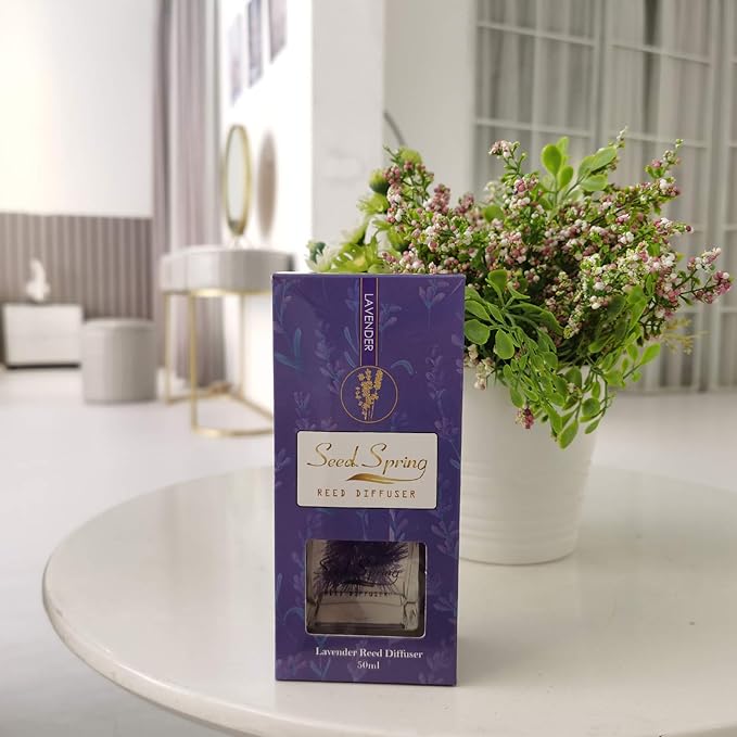 Seed Spring Reed Diffuser Set with Sticks Lavender Aromatherapy Oil Scent Diffuser for Home Office Bathroom Decoration Perfume and Gifts 50ml/1.7 oz