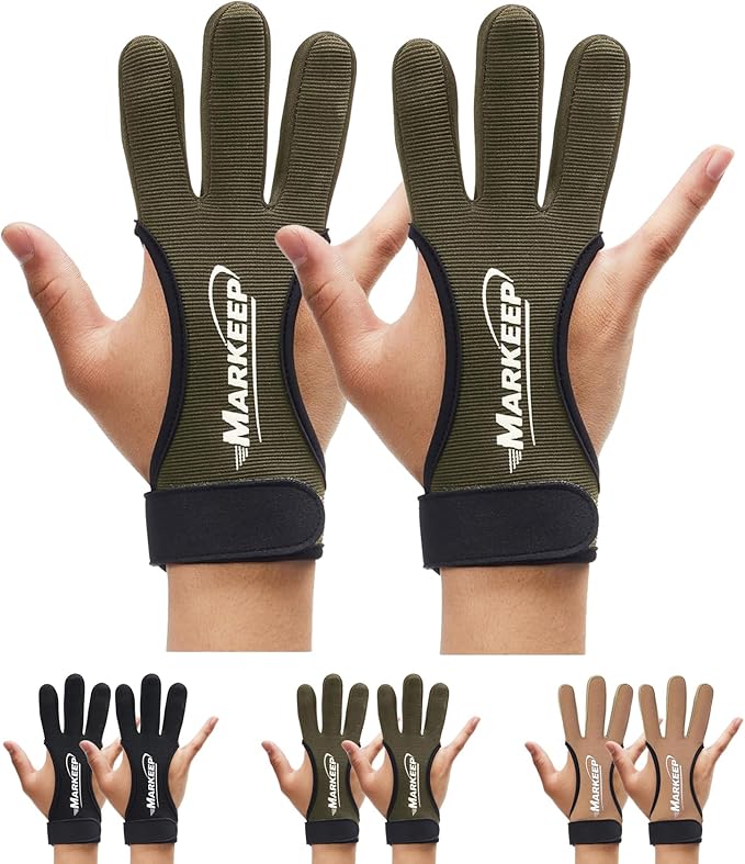 Archery Gloves 2 Pack Shooting Hunting Leather Guard 3-Finger Guard for Youth Adult Man Woman and Beginner Recurve Arrow Bow Archery Protective Gear Accessories