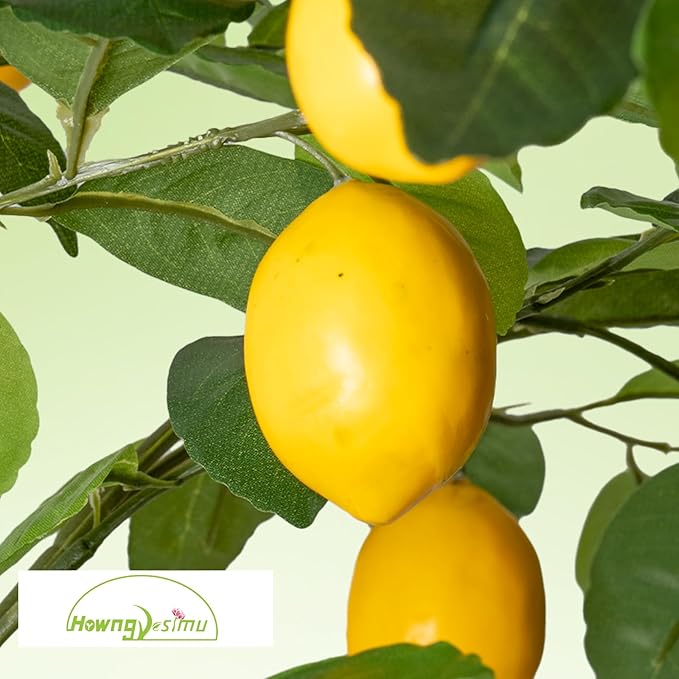 Artificial Lemon Tree, 5FT Tall Fake Lemon Plant in Pot, Faux Lemon Fruit Tree for Indoor Home Decor Office Living Room