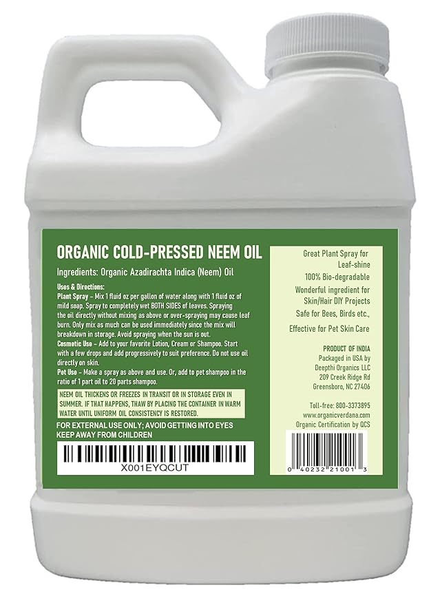 Verdana Organic Neem Oil – Cold Pressed, 100% Pure Neem Seed Oil, Concentrated Multi-Purpose Oil for Skin, Hair & Plant Use, No Additives - 16 Fl Oz