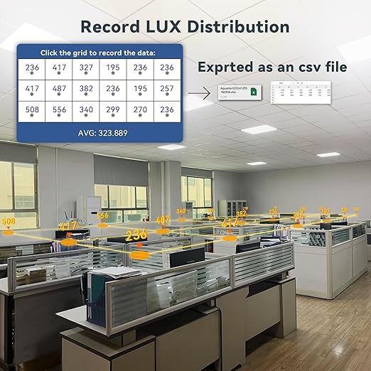 AquaHorti AH-300 Light Meter,Test LED Spectrum,CCT,LUX,Foot Candle,Blue Light Meter,LUX Distribution, Data Exported as a CSV File. AquaHorti