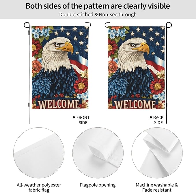USA Flag Garden Flag 12x18 Inch Double Sided All-Weather Polyester Outdoor Flag For Patio Lawn Yard And Garden Welcome Decor