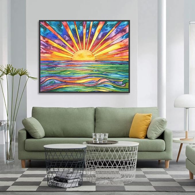 GemZono Diamond Painting Kits for Adults DIY 5D Diamond Art Paint with Round Diamonds Full Drill Sunrise Art Painting Kit for Home Wall Decor Gifts(12x16inch/30×40cm)