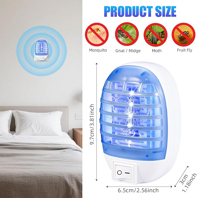Indoor Bug Zapper Plug in Electronic - 4 Pack Mosquito Zapper Fly Zappers Lamp for Bug Insect Trap, Ideal for Home, Bedroom, Office, Living Room(Light Blue)
