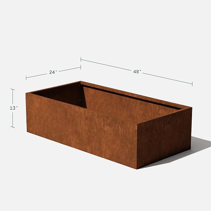 Veradek Corten Steel Series Raised Garden Bed - Large Metal Flower Bed for Outdoor Gardens | Naturally Rusting Steel for All-Weather Use | Modern Rustic Décor for Fruits, Vegetables, Herbs