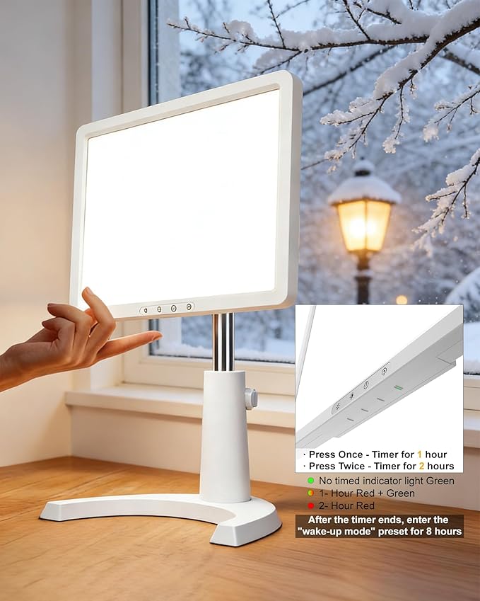 MirthSip 10000 Full Spectrum, UV-Free Light LED Sunlight Lamp with 3 in 1 Mount, Timer & Adjustable Brightness, Portable, Daylight for Office Reading Morning Routine