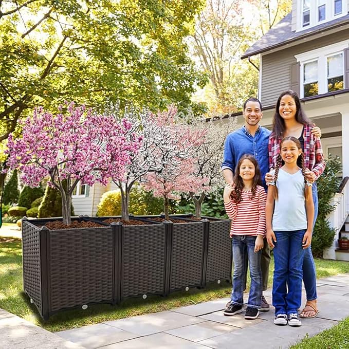 Souwuokoo Large Planters for Outdoor Plants Raised Garden Bed Elevated Rectangular Garden Box Kits for Gardening, Vegetables, Flowers and Herbs in Backyard Patio Balcony