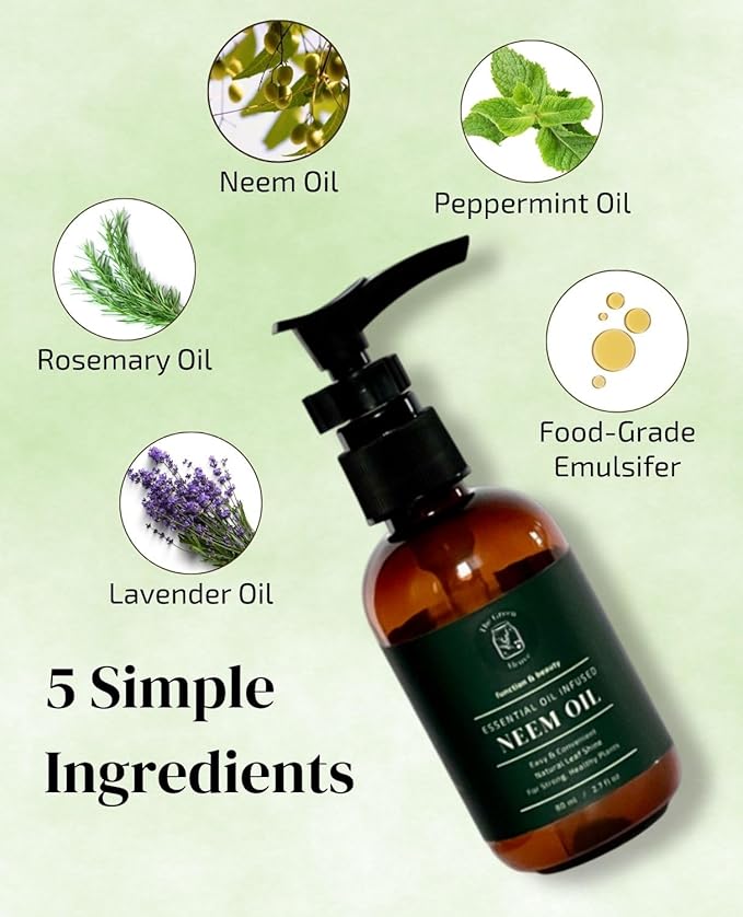 Neem Oil for Plants Refill (Makes 30 Spray Bottles, 480 fl oz) Infused with Lavender, Peppermint & Rosemary Essential Oils (2.7 fl oz)