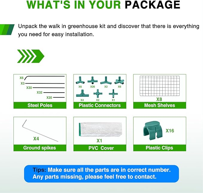 Yesker Greenhouse 57.5"x57"x77" Walk In Green House - Large Outdoor/Indoor Greenhouses with 8 Shelves Waterproof PVC Cover & Windows, Portable Greenhouse Kit for Winter Backyard Gardening Patio, Clear