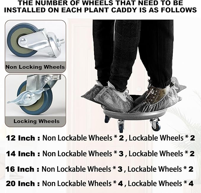 Heavy Duty Plant Caddy with Wheels 14 Inch, 360° Caster, Outdoor Rolling Plant Dolly That is Not Easily Rusted, Indoor Metal Plant Cart with Rollers, Plant Pot Trolley, Silver 2 Pack