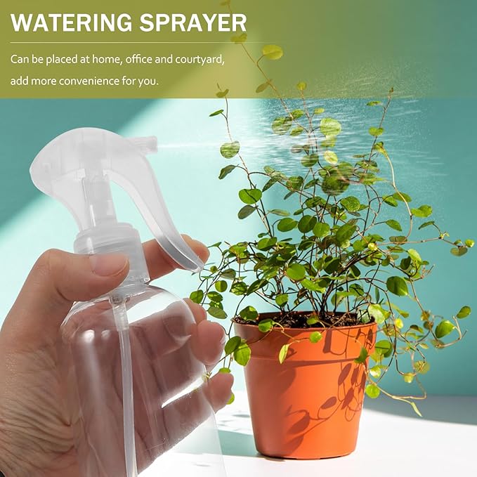 4pcs 300Ml Refillable Spray Bottles with Fine Mist Nozzle, Plastic Watering Sprayers for Plants, Travel, and Barbershop Use