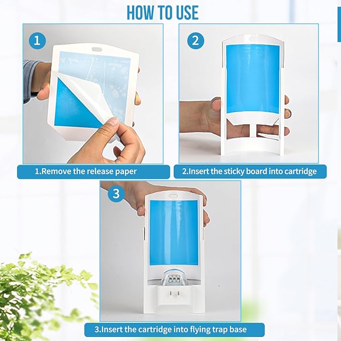 2 Flying Insect Trap & 8 Refills, Plug in Fruit Fly Traps for Indoors, Bug Catcher for Mosquitoes, Moths, Fruit Flies, Gnat Traps for House Indoor | Safe Blue & UV Light Attraction