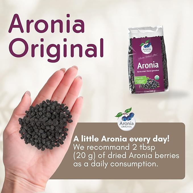 Organic Dried Aronia Berries 7.1 oz (200 g) – No Sugar Added | Vegan, Non-GMO, Gently Dried Black Chokeberries | High in Antioxidants & Fiber – Made in Germany