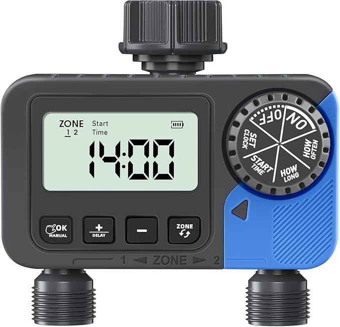 Sprinkle Timer Water Timer for Garden Hose: Irrigation Timer System for Yard Lawn with 2 Outlets - Smart Programmable Watering Timer
