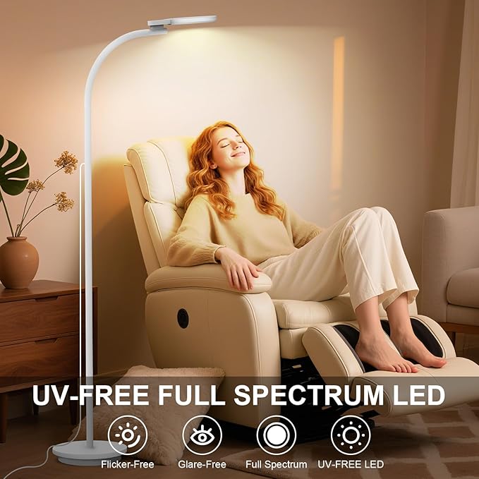 Sozapooty Light Therapy Lamp, LED 10000 Lux Floor Happy Therapy Light, UV-Free Sun Lamp with 5 Brightness & 5 Color Temperatures, 3 Heights for Apartment/Office/Home