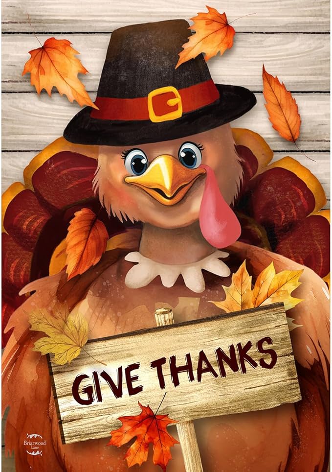 Briarwood Lane Thankful Turkey Thanksgiving Garden Flag