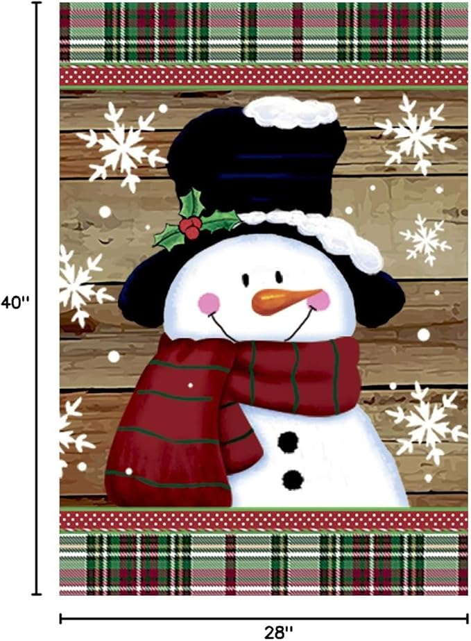 Morigins Smile Snowman with Red Scarf Outdoor Yard Flag Decorative Snowflake Winter House Flag 28x40 Inch