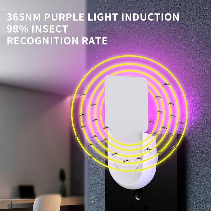 NEXLY MK030 Fly Trap Indoor Plug in Fruit Fly Mosquito Killer Glue Traps Gnat Zapper Catcher for Indoors Night Light Flying Trap Zappers for Home Bedroom Living Room Kitchen Basement