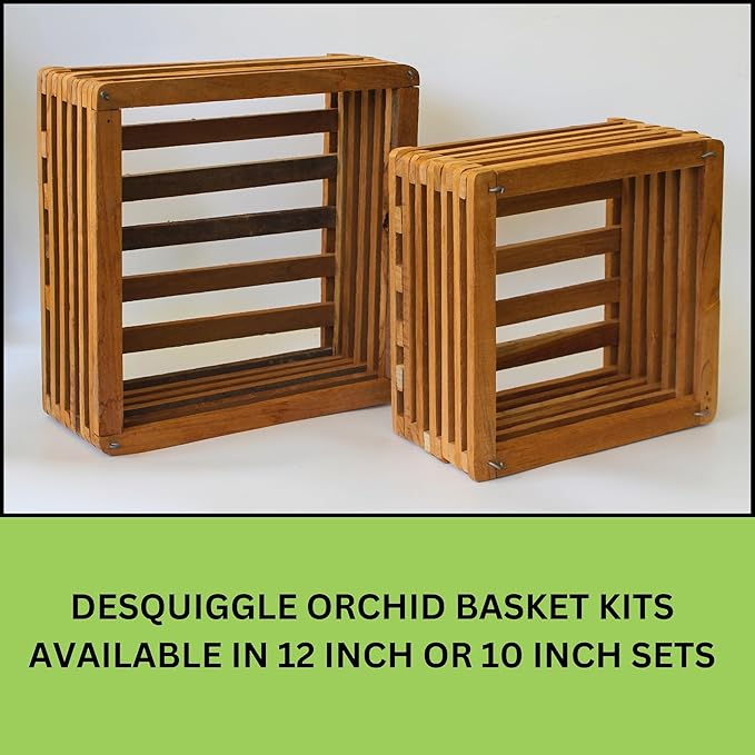 Orchid Basket Making Kit for 3 Strong 12 Inches Wide Hanging Orchid Baskets for Outdoors with Hangers, for Orchids, Staghorn Ferns, Handmade Rustic Wood Vanda Baskets, Staghorn Fern Mount