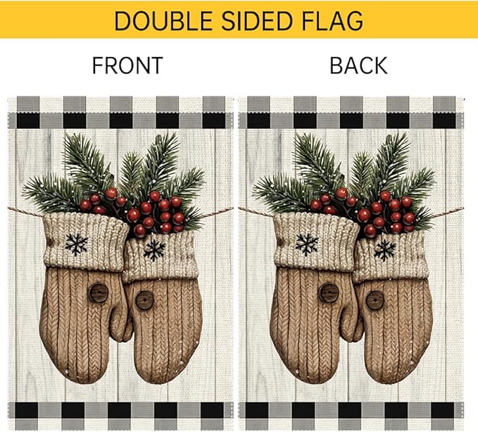Christmas Garden Flag 12x18 Inch Double Sided Burlap with Mason Jar Winter Design, Perfect for Outdoor Holiday Yard Decoration