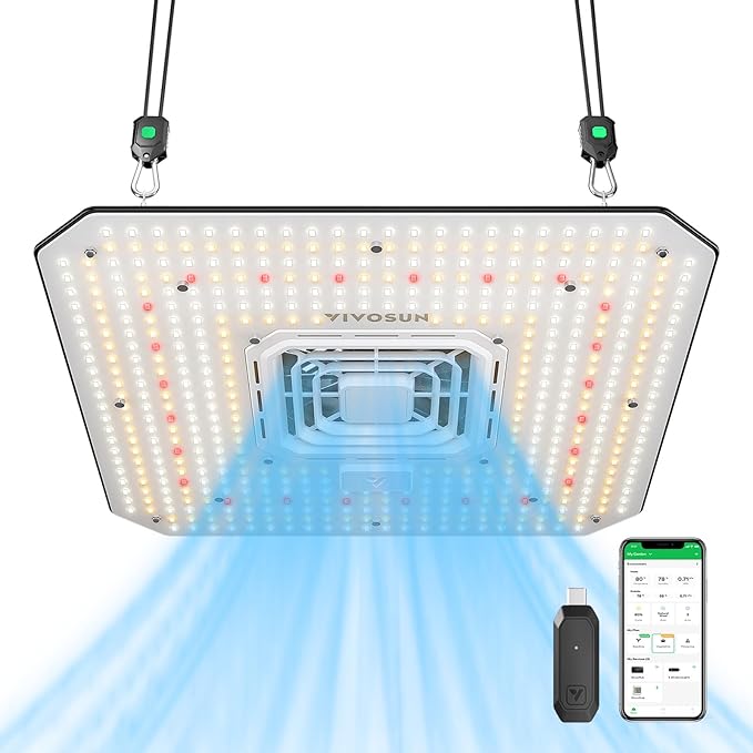 VIVOSUN AeroLight A150SE, LED Grow Light 150W with Integrated Circulation Fan & GrowHub Controller E25, Compatible with App and E42A, 2x4/3x3 Coverage, Establish an Intelligent Grow Environment