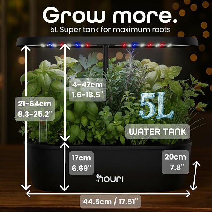 Nouri 12 pod Smart Garden for Home Cooks | w/Heirloom Salad | Hydroponics Growing System | LED Grow Lights | Indoor Herb Garden Kit | Herb Growing Kit Indoors for Plant Lovers, Gardeners, Kitchen