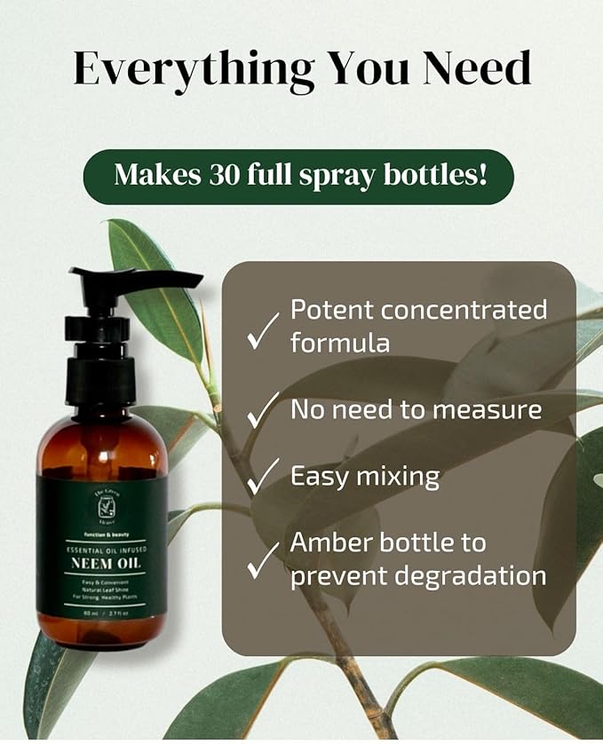 Neem Oil for Plants Refill (Makes 30 Spray Bottles, 480 fl oz) Infused with Lavender, Peppermint & Rosemary Essential Oils (2.7 fl oz)