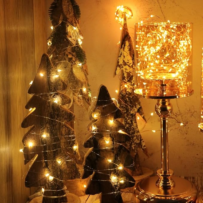 OakHaomie 6 Pack Fairy Lights Battery Operated No Remote LED Starry String Lights 30 Micro Starry LEDs on 10ft Copper Wire Light for DIY Wedding Centerpiece Table Decorations (Copper Warm White)