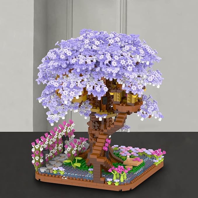 Vziimo Cherry Blossom Bonsai Tree Building Set, Flowers Tree House Model Sets for Adults, 2200Pcs Micro Bricks Collectible Creative Gifts for Adults Girls Boys 14+