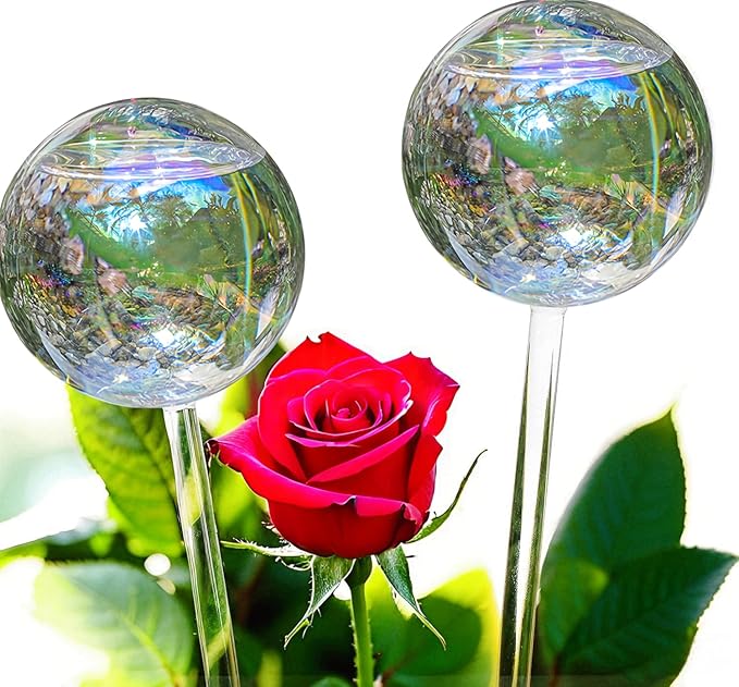 zHzHGuo 13 oz Up 2 Weeks Extra Large Watering Globes, Light Iridescent Plant Watering Globes, Water Globes for Indoor Plants, Watering Globe, 2 Pack