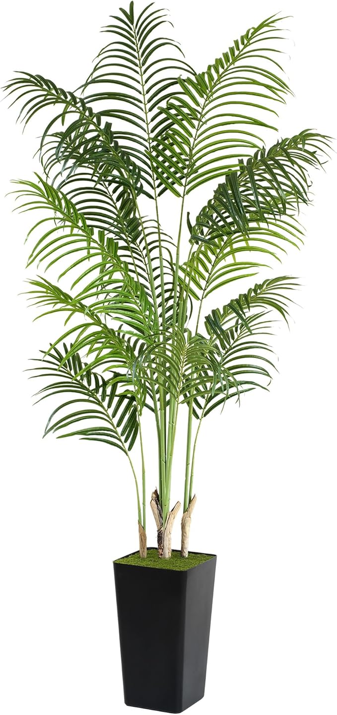 Artificial Palm Tree 6Ft Faux Silk Tropical Areca Plant Indoor Outdoor Fake Tree in Pot for Home Office Living Room Patio Decor