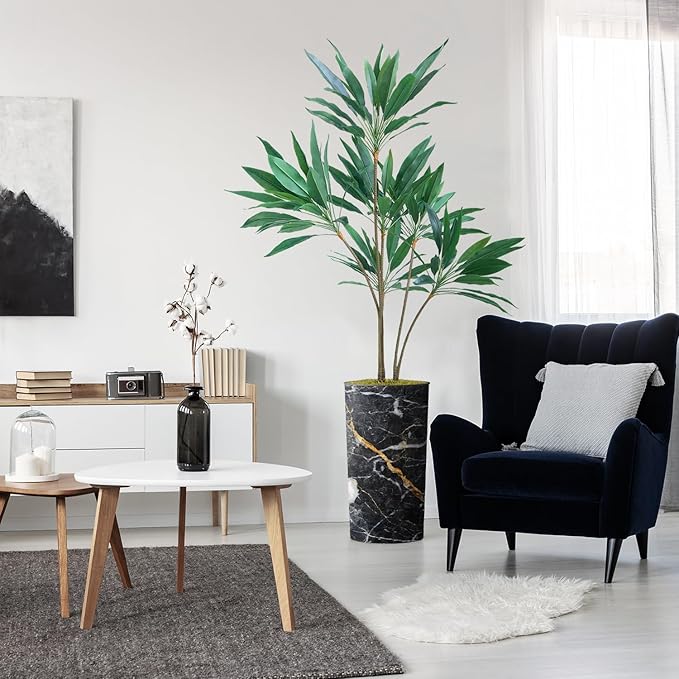 SIGNWIN Artificial Tree in Modern Granite Effect Planter, Fake Dracaena Tree Silk Trees for Indoor and Outdoor Home Decoration - 66" Overall Tall (Plant Pot Plus Tree)