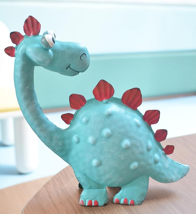 Handpainted Metal Dinosaur Decor - Outdoor Garden Statue for Yard/Indoor Shelf, Cute Dinosaur Gift for Garden Lovers