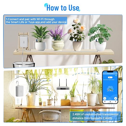 Automatic Plant Watering Devices for Indoor/Outdoor, GreenVation 2.4GHz WiFi Sprinkler Timer Self Watering System for Potted Plants, Smart Auto Drip Irrigation Kit for Garden (10 Zone)