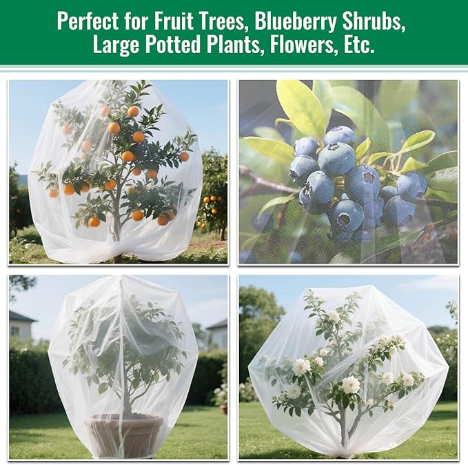 Mckanti 8.2 x 6.6 ft Fruit Tree Netting with Zipper and Drawstring for Garden, Bird Netting Covers for for Fruit Trees to Prevent Squirrels, Birds ﻿