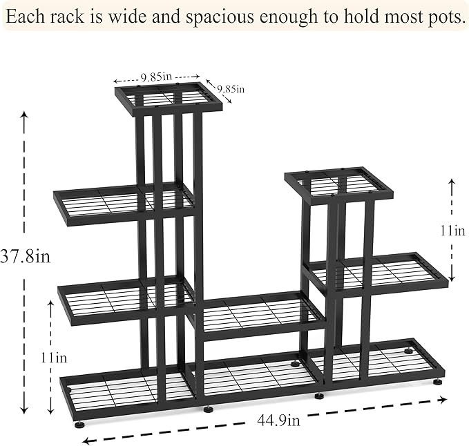 HusDream Corner Plant Stand Indoor 5 Tier 16 Potted Metal Plant Stands Outdoor Flower Shelf Heavy Duty Pot Holders for Patio Balcony Garden Living Room Home Decor (5-Tier 16 Potted)