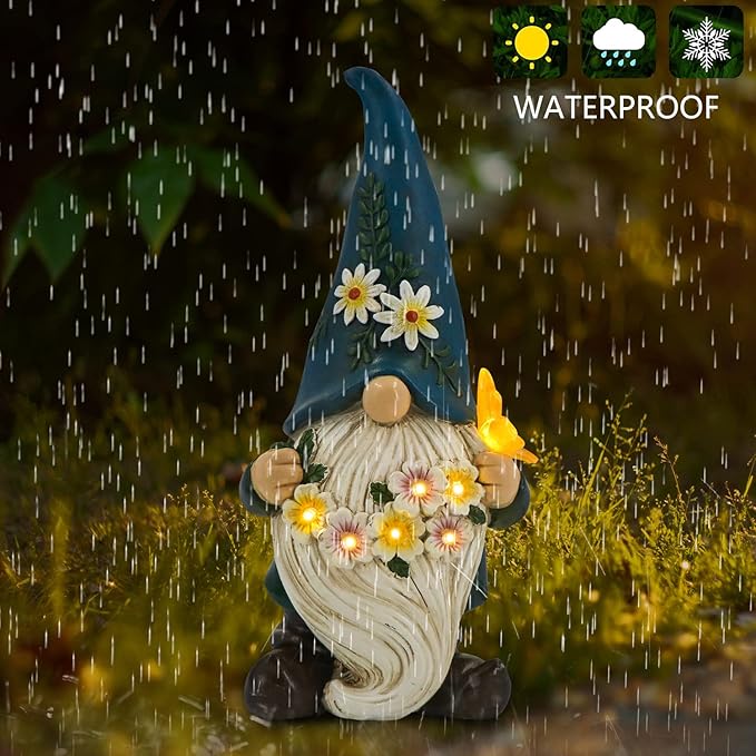 DKJOCKY Funny Garden Gnomes Gifts for Women, Solar Gnomes Outdoor Decorations for Yard, Birthday Gifts for Christmas for Women Mom Grandma Wife