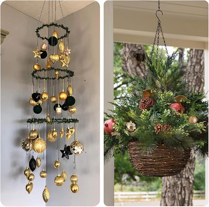 Adjustable Hanging Chain with Hooks, 21 Inch, Black - 10 Pack Heavy Duty for Hanging Grow Lights, Christmas Wreath, Neon Sign, Indoor Plants, Bird Feeders