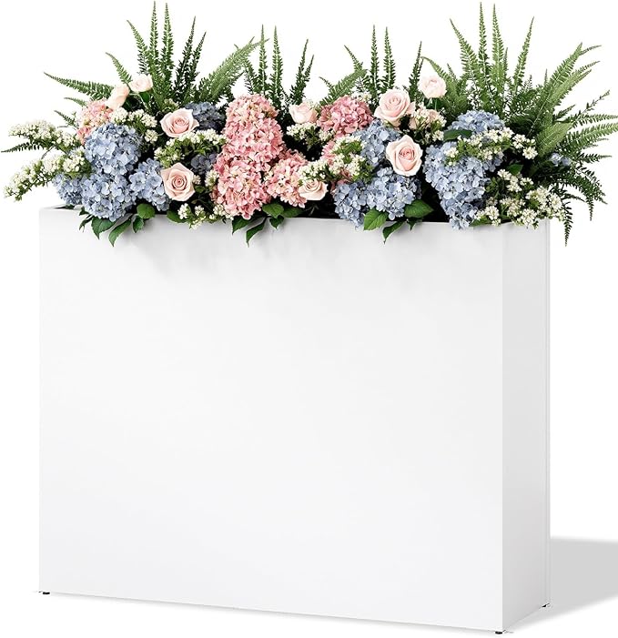 LAHAAP Planter Box Outdoor 38"W x 10.2"D x 30"H- Tall Rectangular Planters for Outdoor Patio/Porch, All-Weather with Anti-dumping Kit, Durable Galvanized Steel, Modern Design for Plants, Flower,Garden
