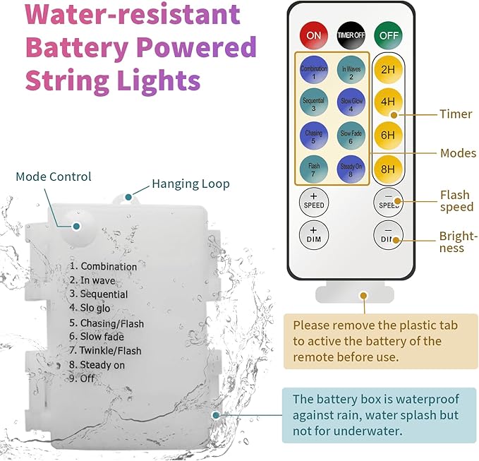 YOLIGHT Fiber Optic Flower String Lights Battery Operated with Timer, 13ft 20 LED Colorful Flower Garland Lights Fairy Lights for Room Table Wedding Christmas Easter Décor (Multi-Color)