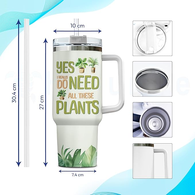 Hyturtle Personalized Plant Tumbler - Gardening Gifts For Women - Gifts For Gardener - Plant Lady Gift - Mothers Day Gifts For Plant Lovers - Gardener Gifts - Travel Coffee Cup 40oz With Lid Straw