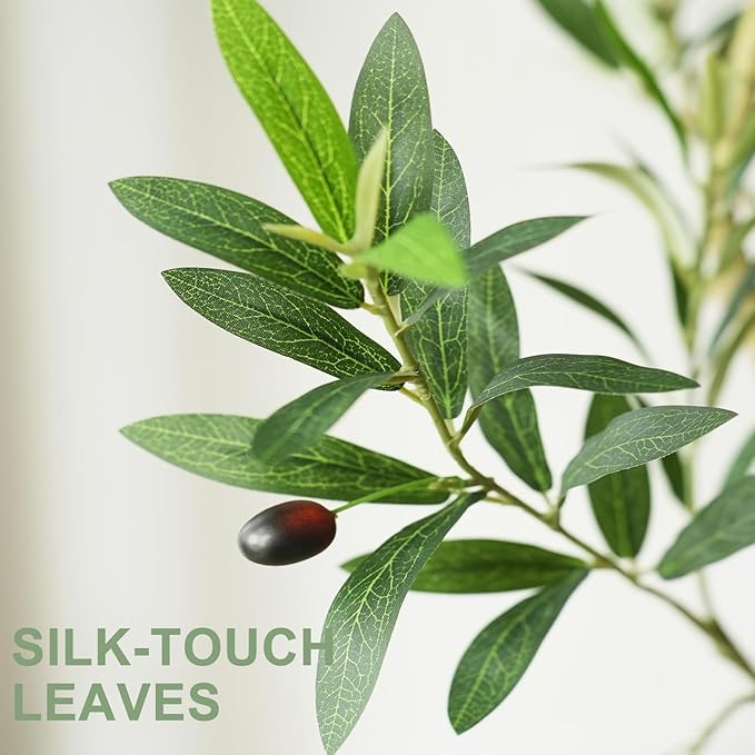 VeriNatural Artificial Olive Tree 8FT Tall, Faux Plants Indoor - Fake Plant with Lifelike Leaves,White Planter - Large Fake Olive Trees for Home Living Room Office Bedroom Floor Decor