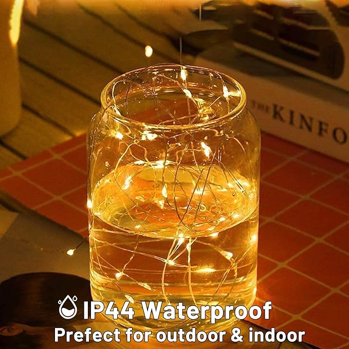6 Pack LED Fairy Lights Battery Operated with Timer, 13FT 40LED Waterproof Firefly Lights Silver Wire Mini Twinkle String Lights for Wedding Christmas Birthday Party Mason jar Decorations, Warm White