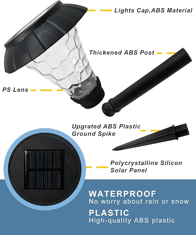 LAMTREE Solar Pathway Lights,6 Pack Solar Lights Outdoor Waterproof,Outdoor Solar Lights for Yard,Lawn,Patios, Garden,Landscape,Walkway,Driveway
