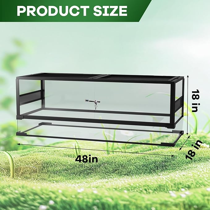 Garvee 67 Gallon Reptile Tall Glass Terrarium, 36" x 18" x 24" Reptile Tank Double Hinge Door with Top Screen Ventilation, Easy Assembly (67 Gallon-H)