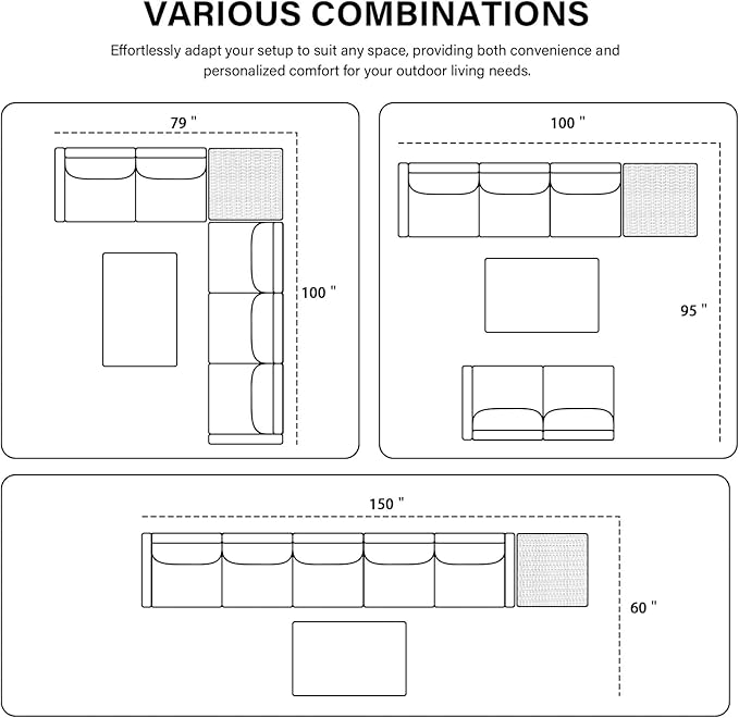 Belord 5-Seater Patio Conversation Set - 4 Piece Outdoor Sectional Furniture Set with Large Storage Box and Coffee Table Outdoor Patio Furniture Set for Garden Poolside Backyard Gray
