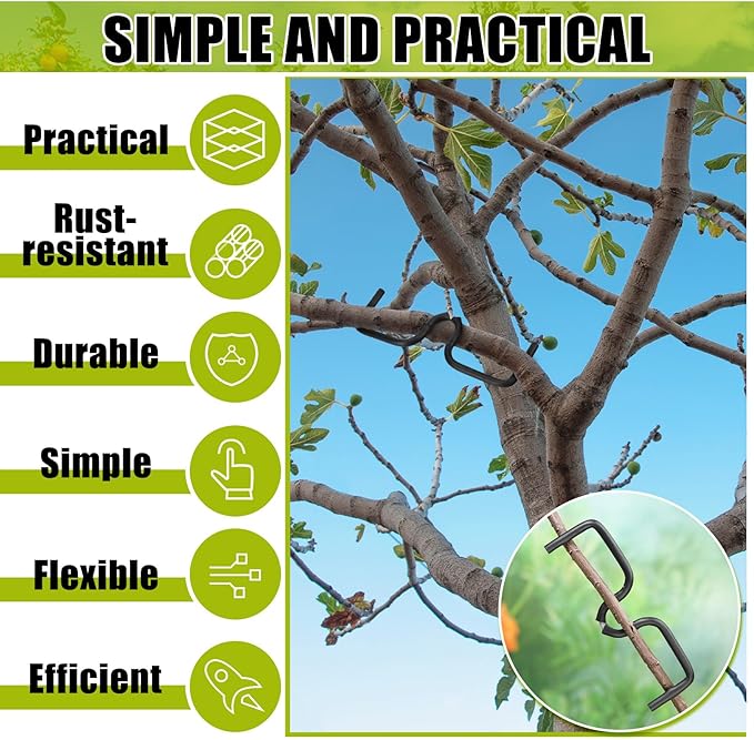 50 Pcs Fruit Branch Spreader 5.12 Inch Fruit Tree Limb Spreader with Plastic Hose Wrapped Iron Wire, Open Angle Pull Branch Stereotyped Tying Bending Farm Tools