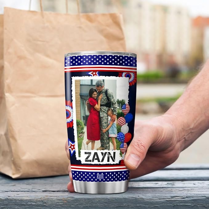 Personalized Coffee Tumbler Custom Images Retirement Gifts For Men Veterans Dad Militarian Travel Mug With Lid Stainless Steel Tumblers Insulated Cups Cold Drinks At Christmas