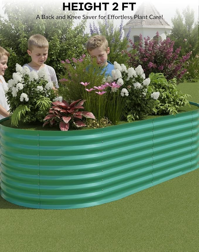 6x3x2ft Galvanized Raised Garden Bed, Durable Outdoor Planter Box, Spacious Raised Bed Ideal for Growing Vegetables, Fruits, and Flowers, Easy Assembly, Green