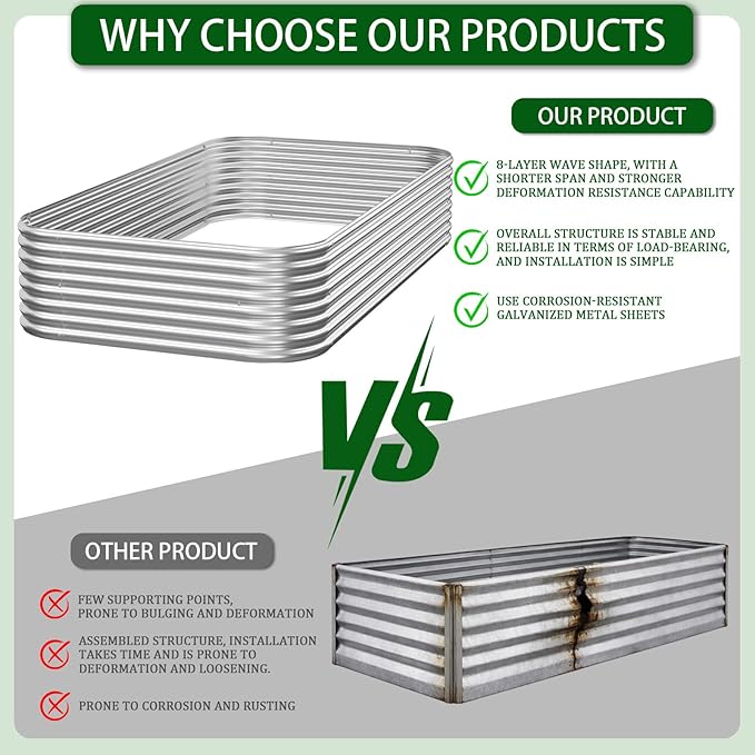 4 PCS 4x2ft Galvanized Raised Garden Bed Outdoor, Metal Garden Bed for Vegetables, Above Ground Garden Box for Flower, Steel Raised Beds for Gardening